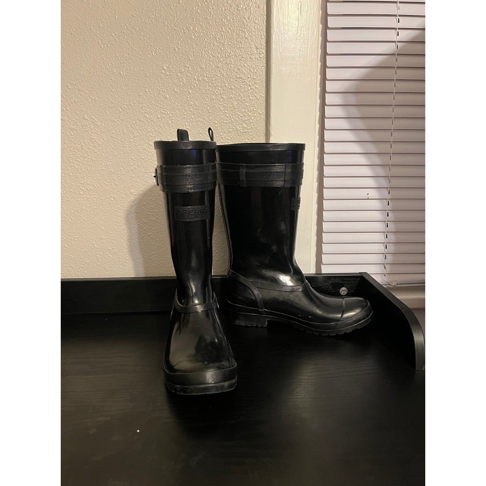 Sperry Top Sider Walker Atlantic Black Rain Boots Size 7